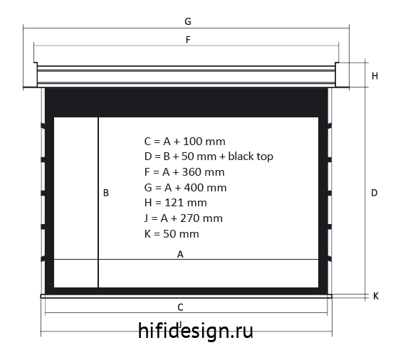 ����� kauber blue label tensioned bt cinema 131" gray pro
